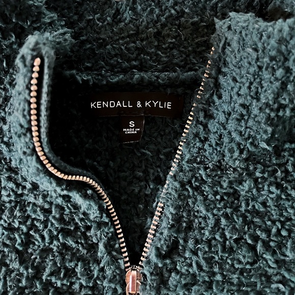 Kendall & Kylie Green Fuzzy Quarter-zip Pullover Sweater Size Small - Picture 9 of 11